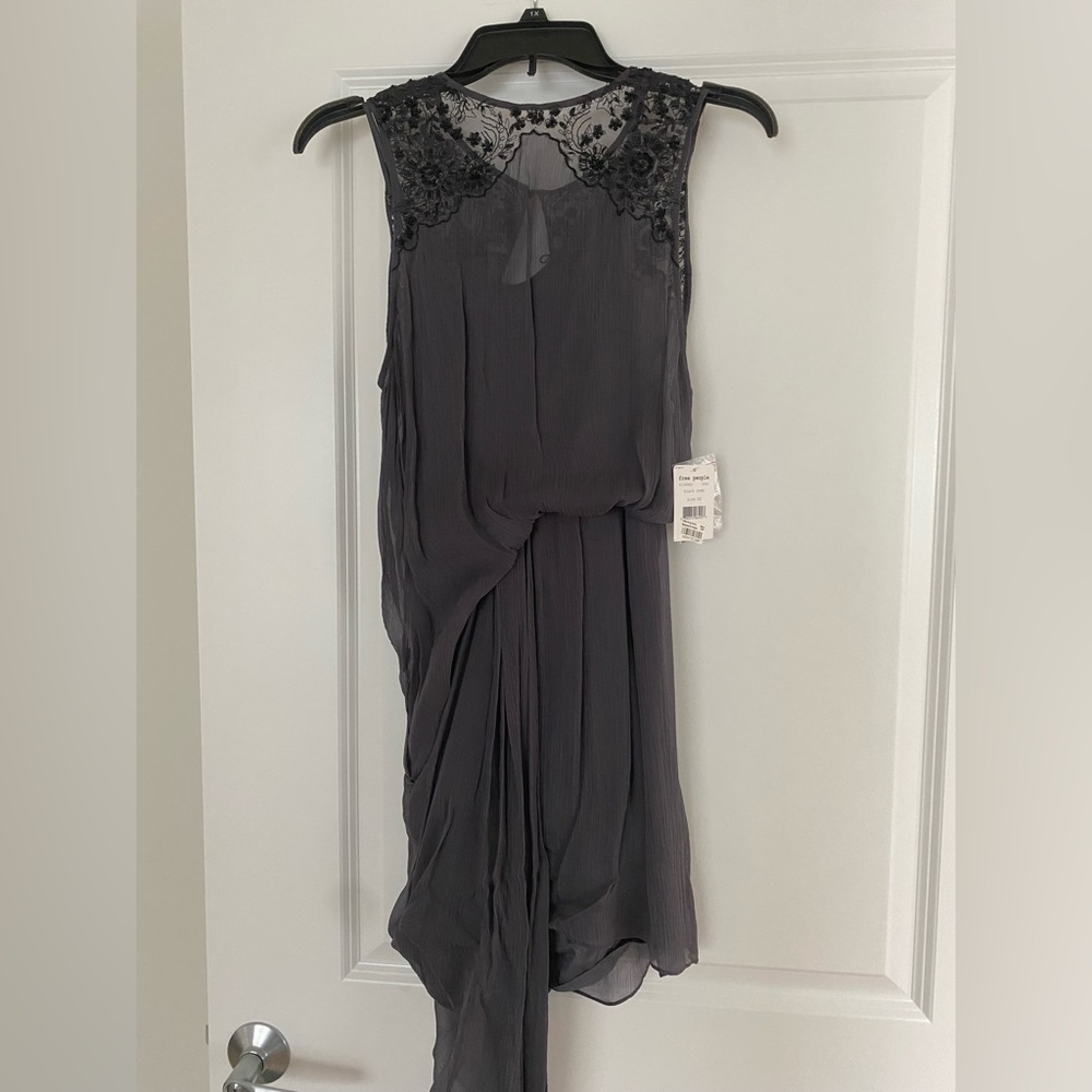 NWT NEW free people gray beaded asymmetrical dress